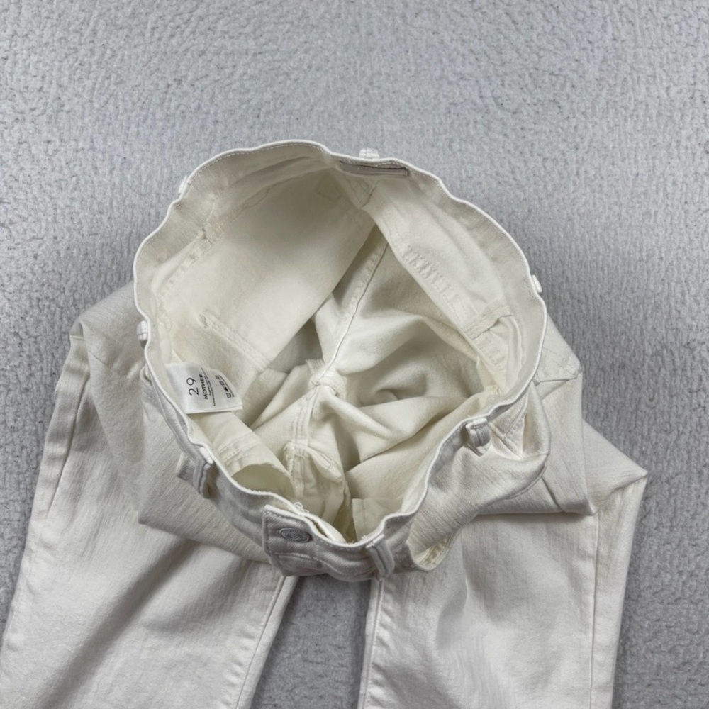 Mother Jeans Womens 29 White Denim High Rise Flare Hustler Ankle Fray Coastal - Picture 11 of 11